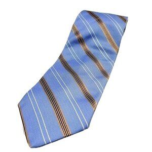 2/$15 Joseph & Lyman Mens Necktie Blue 58.25" Silk Brown Diagonal Stripe Silk